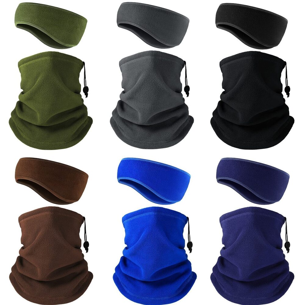 3841 12 Pcs Winter Neck Gaiters Fleece Neck Warmers Drawstring Thermal Face